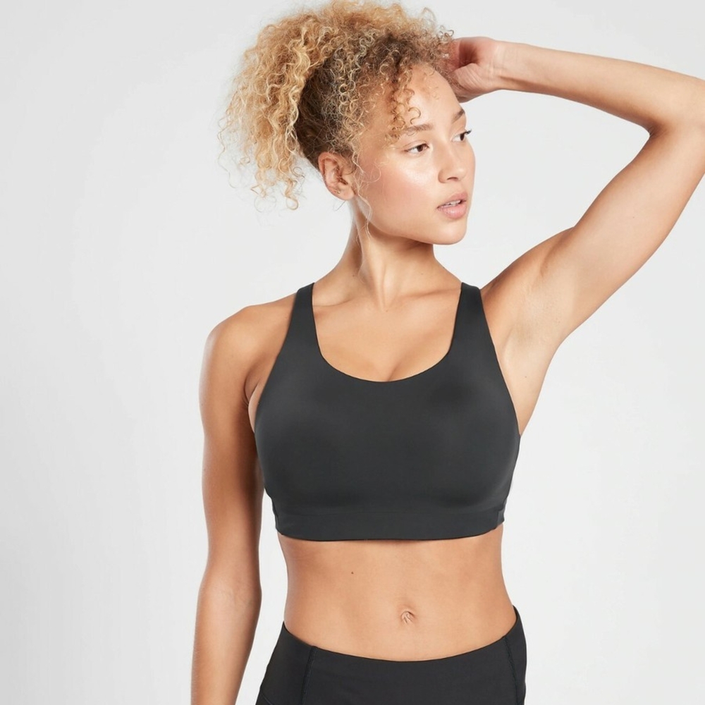 Athleta Advance Sports Bra Womens 32B Black Athletic Activewear Yoga Running NEW